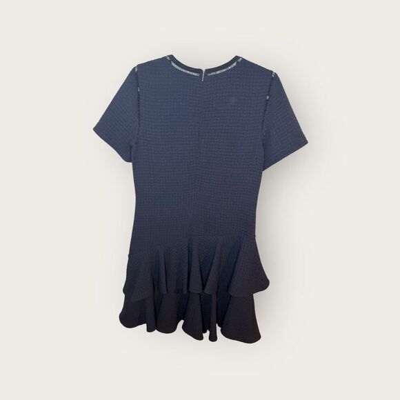 Rebecca Taylor Navy Textured Ruffle Tiered Dress • Size 8 - Picture 6 of 10